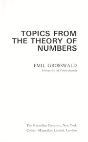 Front cover of Topics from the theory of numbers by Emil Grosswald