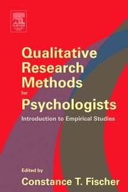 Front cover of Qualitative Research Methods for Psychologists by Constance T. Fischer