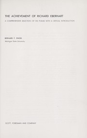 Front cover of The achievement of Richard Eberhart by Richard Eberhart