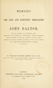 Front cover of Memoirs of the life and scientific researches of John Dalton by Henry, William, 1774-1836