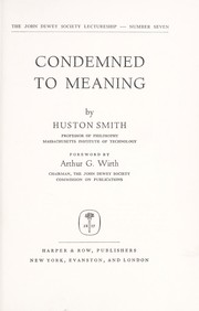 Front cover of Condemned to meaning by Huston Smith