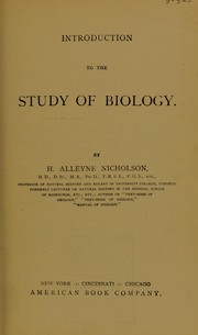 Cover of Introduction to the study of biology by Henry Alleyne Nicholson