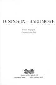 Cover of Dining in--Baltimore by Bonnie Rapoport