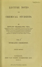 Front cover of Lecture Notes for Chemical Students by Sir Edward Frankland