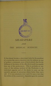 Front cover of Shakspere and the medical sciences by Lemuel Matthews‏ Griffiths