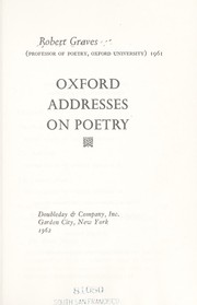 Front cover of Oxford addresses on poetry by Robert Graves