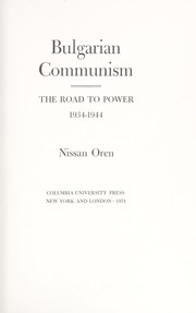Front cover of Bulgarian communism by Nissan Oren