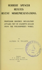 Front cover of Herbert Spencer refutes recent misrepresentations by Alfred W. Tillett