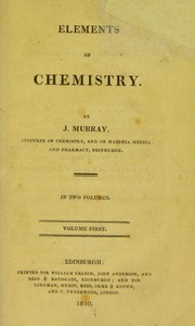 Front cover of Elements of chemistry ... by J. Murray