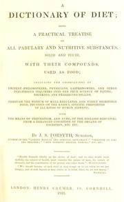 Front cover of A dictionary of diet by J. S. Forsyth