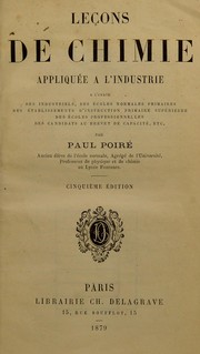 Front cover of Leco¿s de chimie appliqu©♭e ©  l'industrie ... by Paul Poir©♭