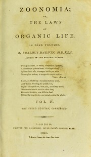 Front cover of Zoonomia : or, The laws of organic life by Erasmus Darwin