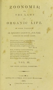 Front cover of Zoonomia : or, The laws of organic life by Erasmus Darwin