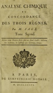 Cover of Analyse chimique et concordance des trois r©·gnes by Balthazar Georges Sage