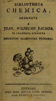 Cover of Bibliotheca chemica by Joh. Wilhelm Baumer