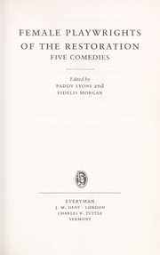 Front cover of Female playwrights of the Restoration by Paddy Lyons