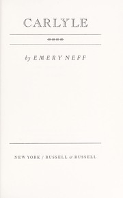 Cover of Carlyle by Emery Edward Neff