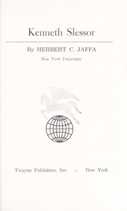 Cover of Kenneth Slessor by Herbert C. Jaffa