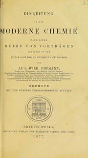 Cover of Einleitung in die moderne Chemie by August Wilhelm von Hofmann