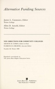 Front cover of Alternative funding sources by James L. Catanzaro