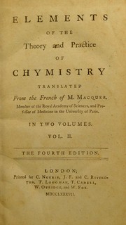 Front cover of Elements of the theory and practice of chymistry by Pierre Joseph Macquer