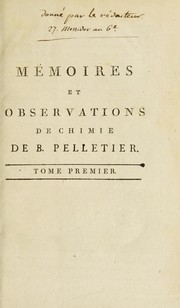 Front cover of M©♭moires et observations de chimie de Bertrand Pelletier... by Bertrand Pelletier