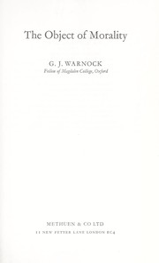 Cover of The object of morality by G. J. Warnock