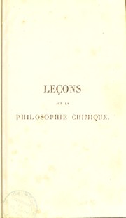 Cover of Le©ʹons sur la philosophie chimique by J.-B Dumas