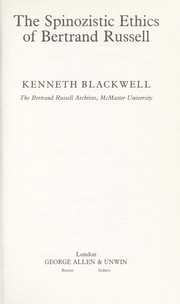 Front cover of The Spinozistic ethics of Bertrand Russell by Kenneth Blackwell