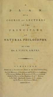 Cover of A plan of a course of lectures on the principles of natural philosophy by Samuel Vince
