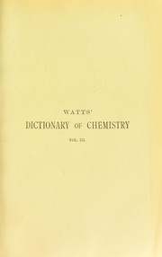 Cover of Watts' dictionary of chemistry by Henry Watts