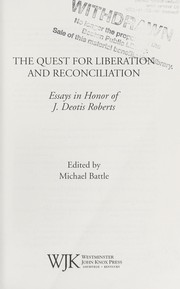 Cover of The quest for liberation and reconciliation by J. Deotis Roberts
