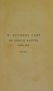 Front cover of T. Lucreti Cari De rerum natura libri sex by Titus Lucretius Carus