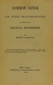 Front cover of Common sense in the household by Marion Harland
