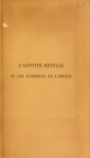 Cover of L' activité mentale et les éléments de l'esprit by Frédéric Paulhan