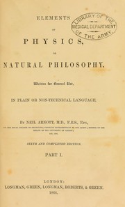 Front cover of Elements of physics or natural philosophy by Arnott, Neil