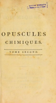 Cover of Opuscules chimiques by Pierre Bayen