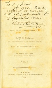 Front cover of The economy of nature, explained and illustrated on the principles of modern philosophy by G. Gregory