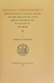 Front cover of Emanuel Swedenborg's investigations in natural science and the basis for his statements concerning the fuctions of the brain by Martin Ramstr©œm