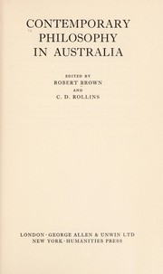 Cover of Contemporary philosophy in Australia by Brown, Robert