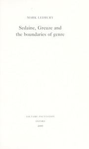 Front cover of Sedaine, Greuze and the Boundaries of Genre (ST) by Mark Ledbury