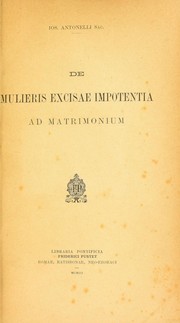 Front cover of De mulieris excisae impotentia ad matrimonium by Giuseppe Antonelli
