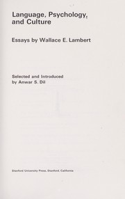 Cover of Language, psychology, and culture by Wallace E. Lambert