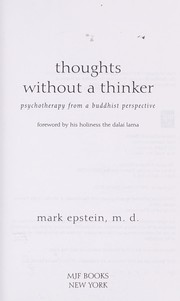 Cover of Thoughts without a thinker by Mark Epstein