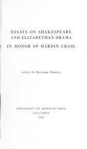 Cover of Essays on Shakespeare and Elizabethan drama in honor of Hardin Craig by Richard Hosley