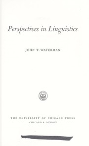 Front cover of Perspectives in linguistics by John T. Waterman