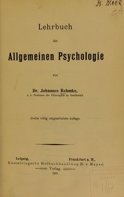 Cover of Lehrbuch der allgemeinen psychologie by Johannes Rehmke