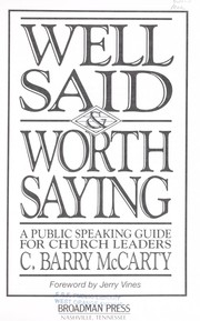 Front cover of Well Said & Worth Saying by C. Barry McCarty