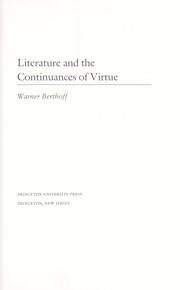 Front cover of Literature and the continuances of virtue by Warner Berthoff