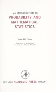 Front cover of An introduction to probability and mathematical statistics by Howard G. Tucker